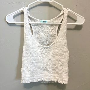 White tank preppy top. Size S. stretchy/can fit bigger. worn once!